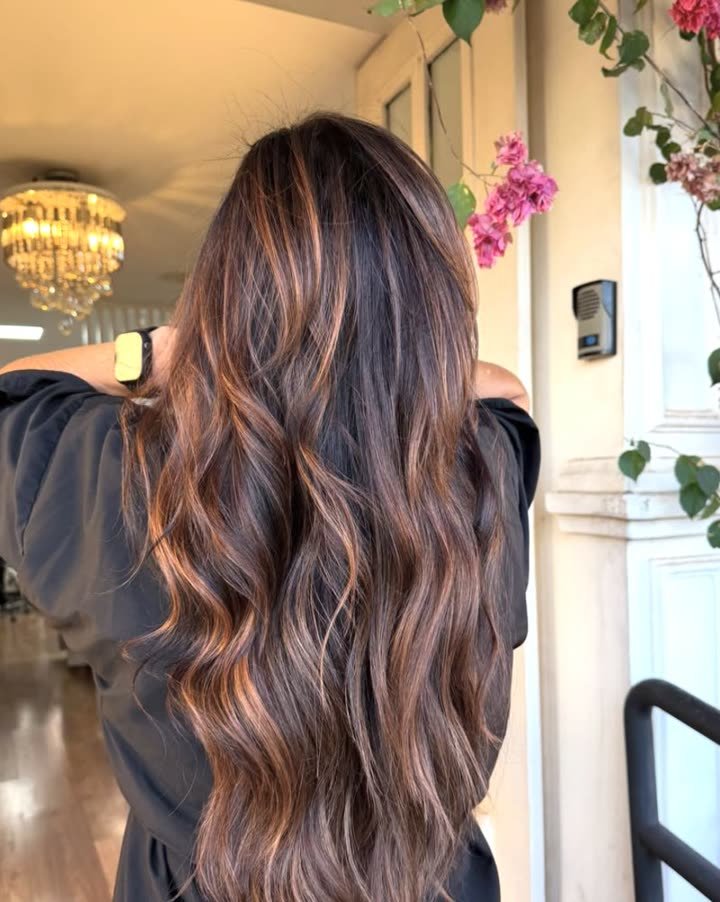 Mechas acobreadas em base escura